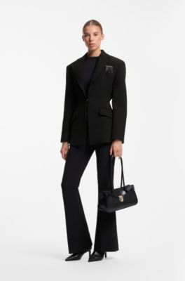 Modern-fit blazer in stretch twill, Black