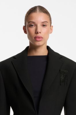 Modern-fit blazer in stretch twill, Black