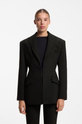 Modern-fit blazer in stretch twill, Black