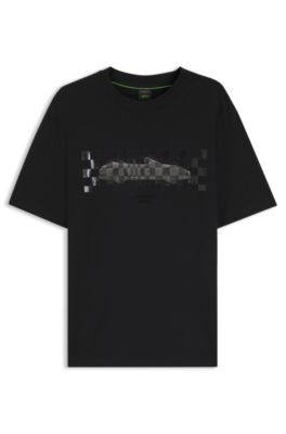 Porsche x BOSS T-shirt with glossy artwork, Black
