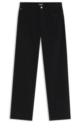 Wide-leg jeans in comfort-stretch corduroy denim, Black