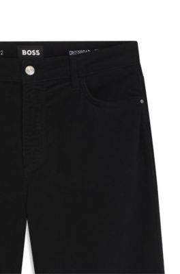 Wide-leg jeans in comfort-stretch corduroy denim, Black