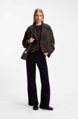Wide-leg jeans in comfort-stretch corduroy denim, Black