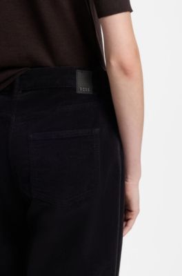 Wide-leg jeans in comfort-stretch corduroy denim, Black