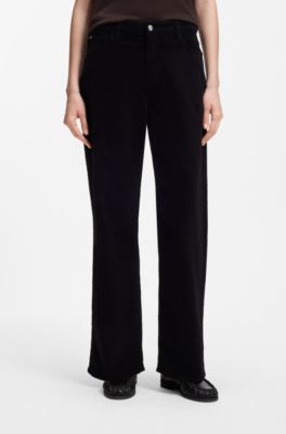 Wide-leg jeans in comfort-stretch corduroy denim, Black