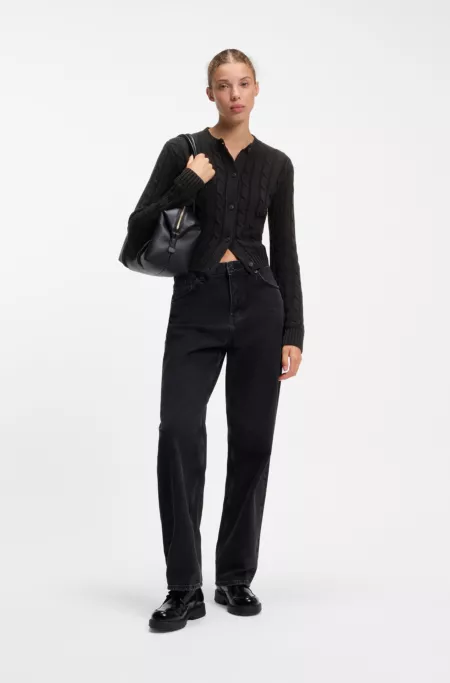 Cable-knit cardigan with button closure