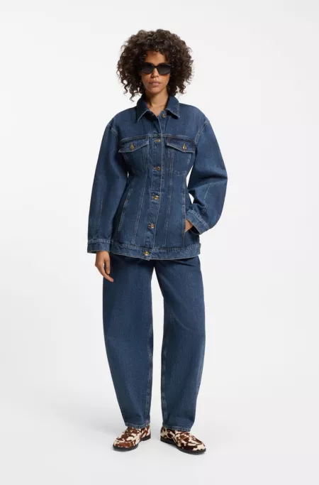 Slim-fit hourglass denim jacket in Japanese cotton