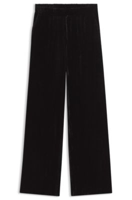 Relaxed-fit pants in velvet, Black