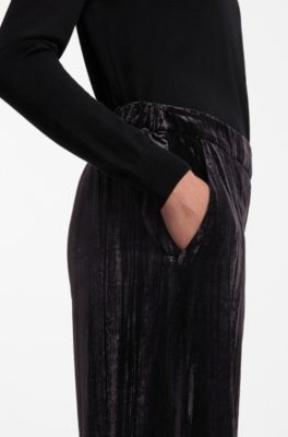 Relaxed-fit pants in velvet, Black