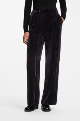 Relaxed-fit pants in velvet, Black