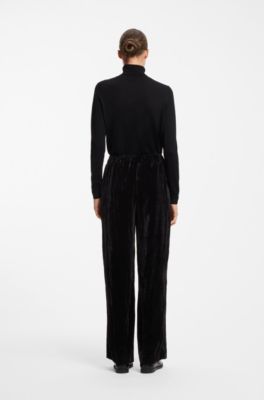 Relaxed-fit pants in velvet, Black