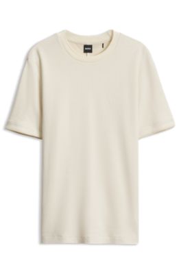 T-shirt confectionn&eacute; en coton et laine m&eacute;lang&eacute;s, Blanc