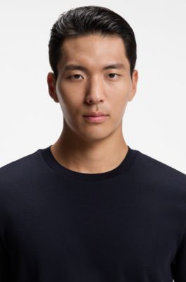 T-shirt crafted from a cotton-wool blend, Dark Blue