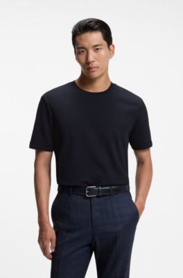 T-shirt crafted from a cotton-wool blend, Dark Blue