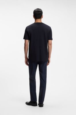 T-shirt crafted from a cotton-wool blend, Dark Blue
