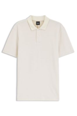 Polo shirt in cotton and wool, White