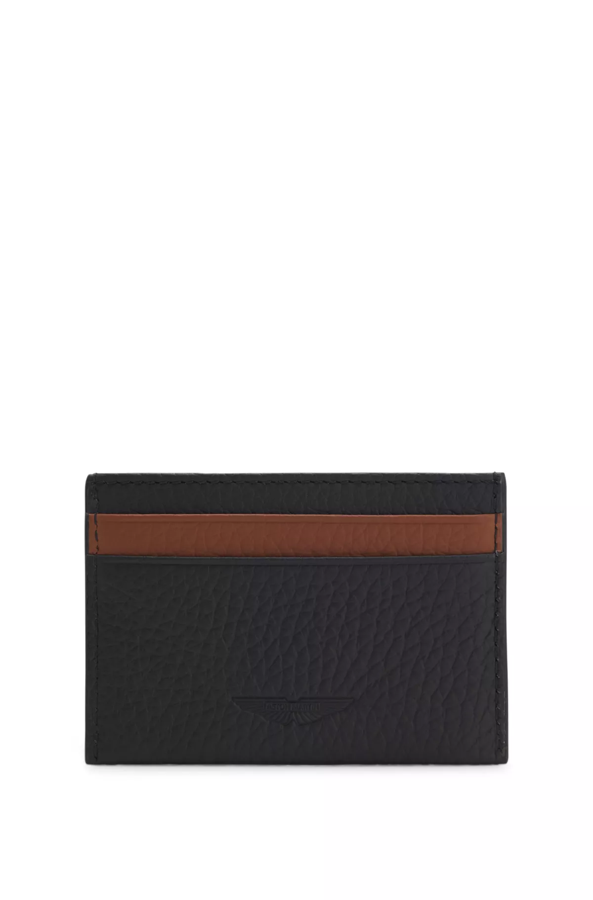 BOSS x ASTON MARTIN card holder in two-tone leather, Black