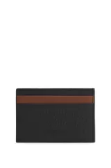 BOSS x ASTON MARTIN card holder in two-tone leather, Black