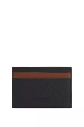 BOSS x ASTON MARTIN card holder in two-tone leather, Black