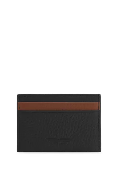 BOSS x ASTON MARTIN card holder in two-tone leather, Black