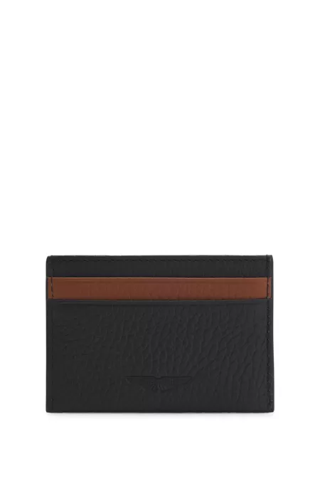 BOSS x ASTON MARTIN card holder in two-tone leather, Black