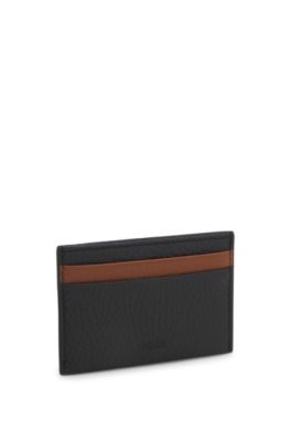 BOSS x ASTON MARTIN card holder in two-tone leather, Black