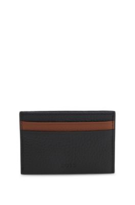 BOSS x ASTON MARTIN card holder in two-tone leather, Black