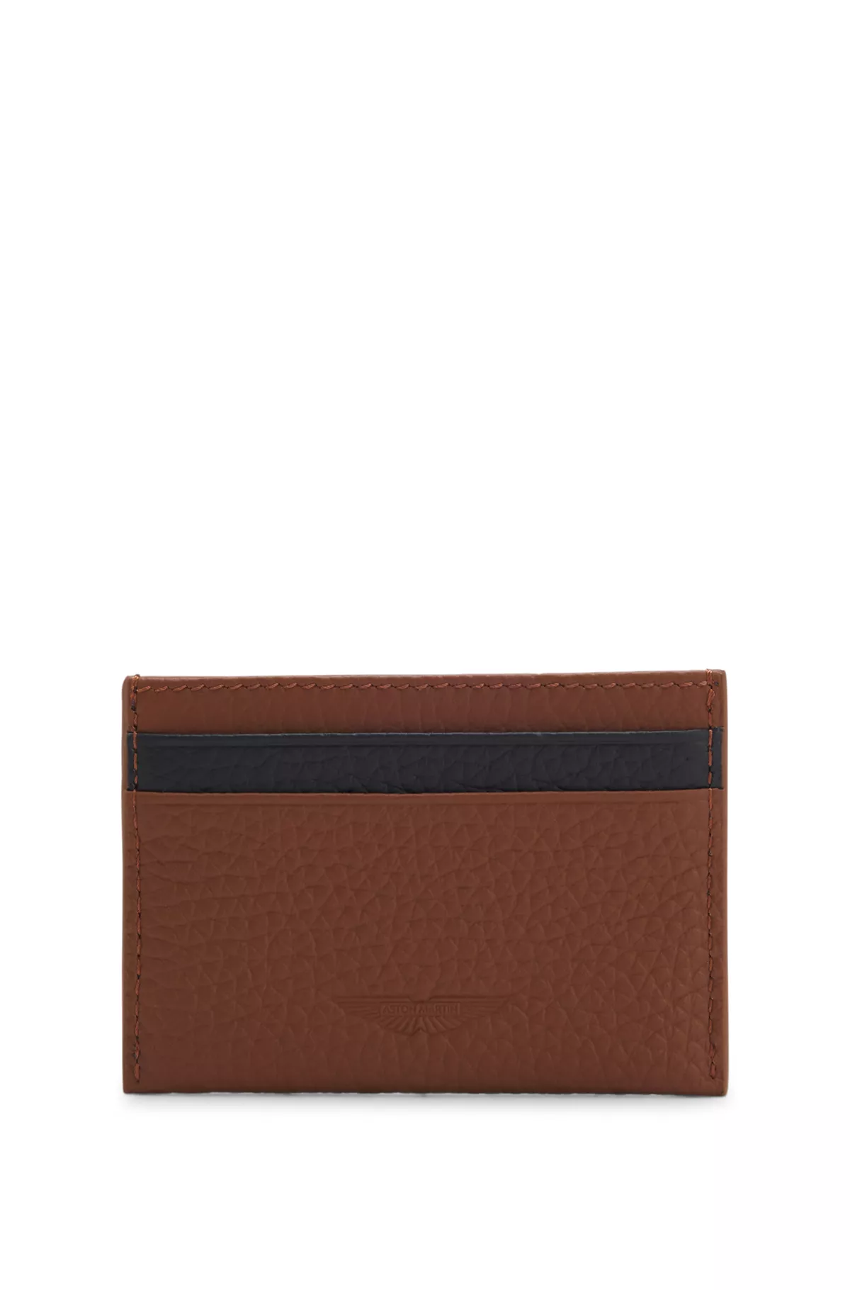 BOSS x ASTON MARTIN card holder in two-tone leather, Brown