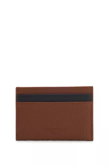 BOSS x ASTON MARTIN card holder in two-tone leather, Brown