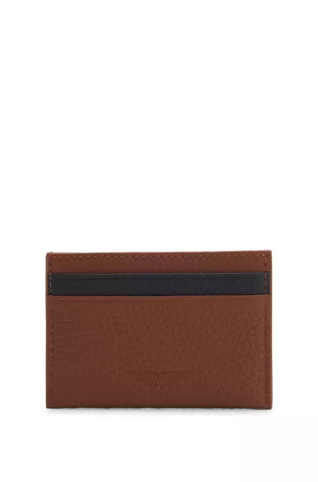 BOSS x ASTON MARTIN card holder in two-tone leather, Brown