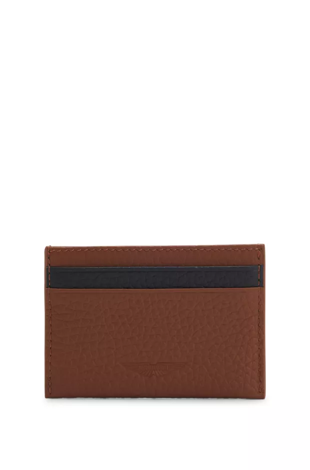 BOSS x ASTON MARTIN card holder in two-tone leather, Brown