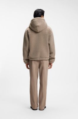 Sudadera con cremallera y capucha confeccionada en tejido de peluche, Marr&oacute;n claro