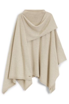 Poncho con detalle de bufanda integrada, Blanco