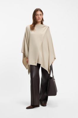 Poncho con detalle de bufanda integrada, Blanco