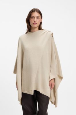 Poncho con detalle de bufanda integrada, Blanco