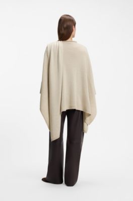 Poncho con detalle de bufanda integrada, Blanco