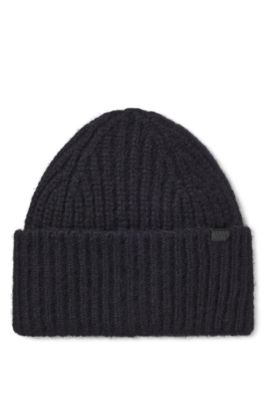 Chunky ribbed-knit beanie hat with wool and alpaca, Dark Grey