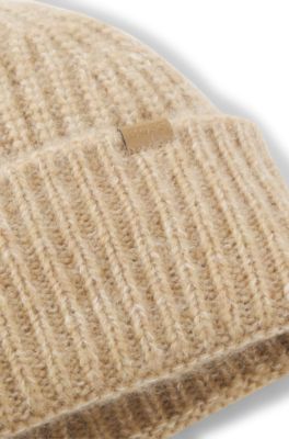Gorro de punto de canal&eacute; grueso en lana y alpaca, Blanco