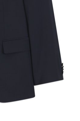Traje slim fit de dos piezas en lana virgen, Azul oscuro