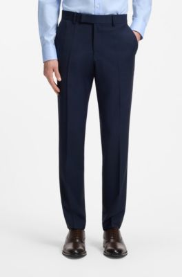 Traje slim fit de dos piezas en lana virgen, Azul oscuro