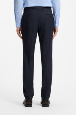 Traje slim fit de dos piezas en lana virgen, Azul oscuro