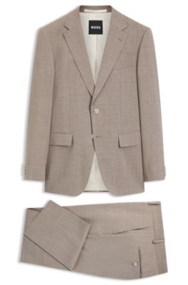 Costume Slim deux pi&egrave;ces en laine vierge, Kaki