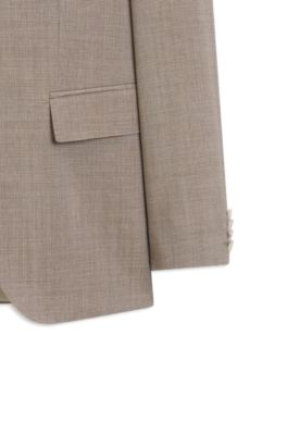 Costume Slim deux pi&egrave;ces en laine vierge, Kaki