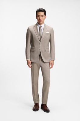 Costume Slim deux pi&egrave;ces en laine vierge, Kaki