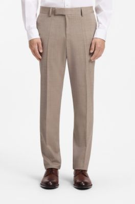 Traje slim fit de dos piezas en lana virgen, Caqui