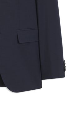 Two-piece slim-fit suit in virgin wool, Dark Blue