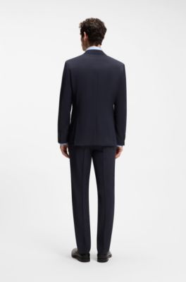 Two-piece slim-fit suit in virgin wool, Dark Blue