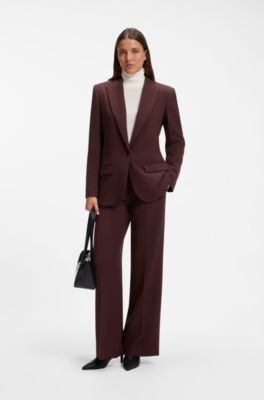 Pantalones regular fit con pernera recta, Marr&oacute;n