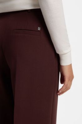 Pantalones regular fit con pernera recta, Marr&oacute;n