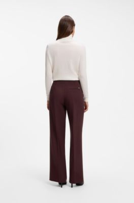 Pantalones regular fit con pernera recta, Marr&oacute;n
